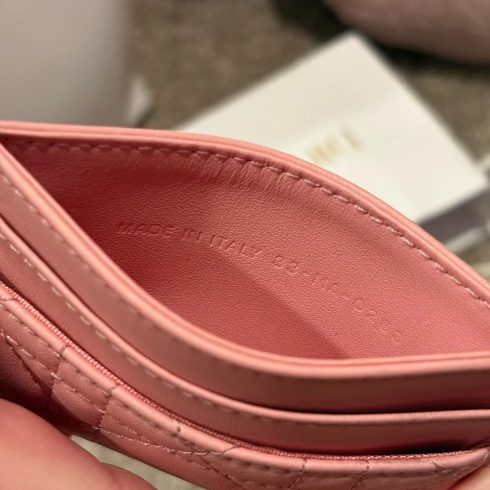 Dior Blush Pink Quilted Card Holder